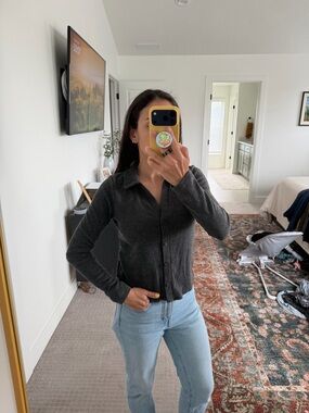 Madewell Charcoal Button-Down Knit Shirt